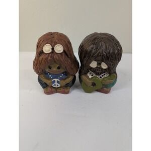 Holt Howard salt and pepper Hippie Couple Chalkware 60's Adorable!